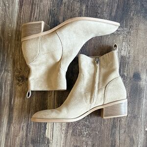 Dolce Vita Beige Suede Ankle Booties